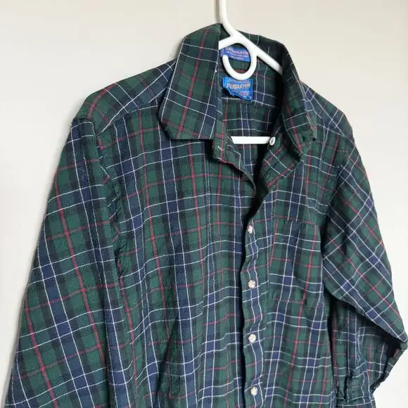 VTG Pendleton Mens Tartan Shirt Large Pure Virgin Wool Button Front Cabincore - Picture 3 of 8